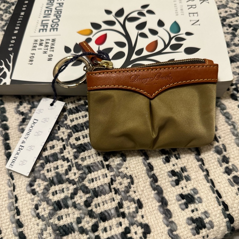 Dooney & Bourke Olive and Brown Coin Pouch